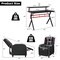 Costway Gaming Desk & Chair Set 48'' Computer Desk & Massage Recliner Chair Black + White/Blue/Pink/Red